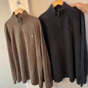 Set of 2 Polo Ralph Lauren Mens Estate-Rib Cotton Quarter-Zip Pullover XL